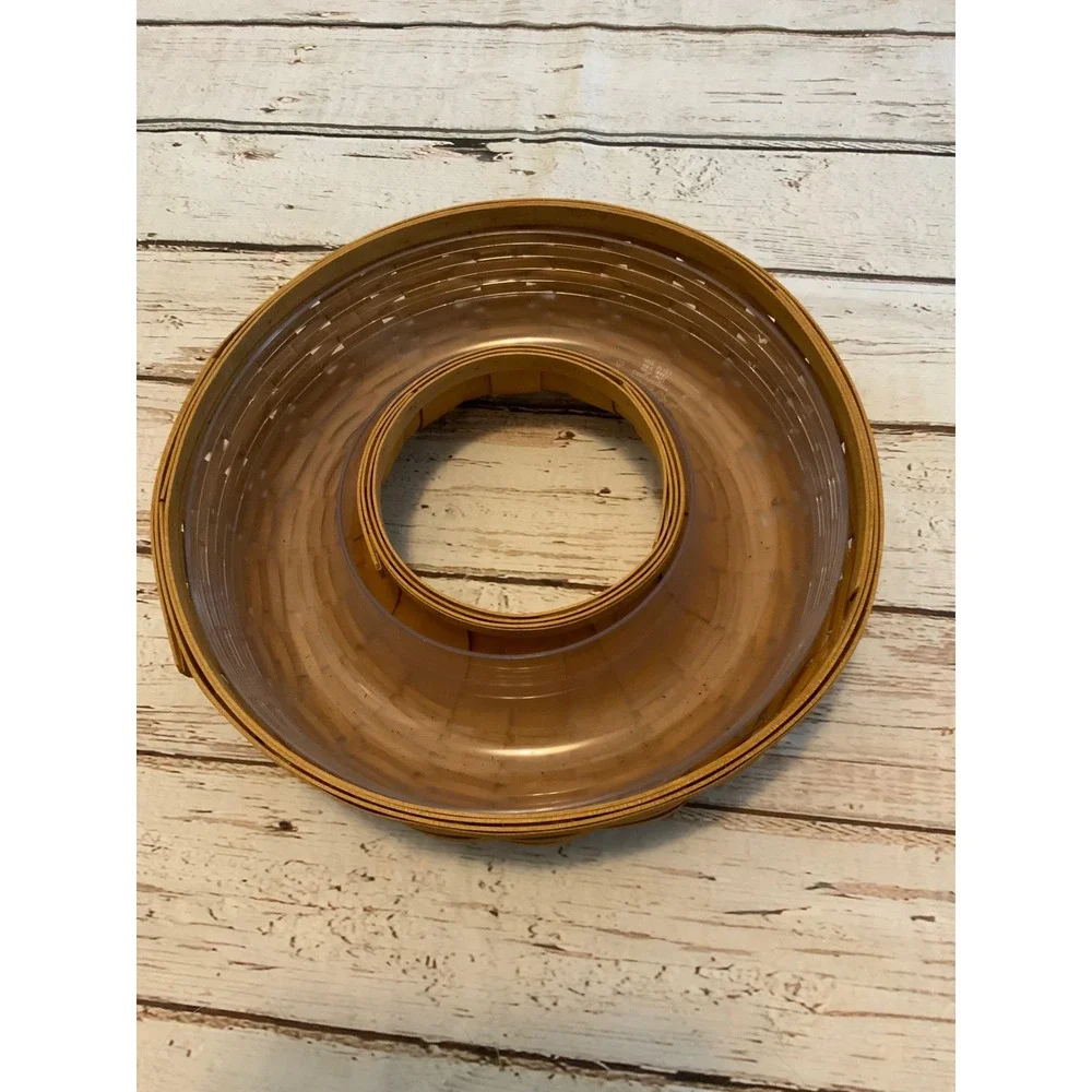 Longaberger Wreath Basket with Plastic Liner Large Round Handwoven Brown HTF